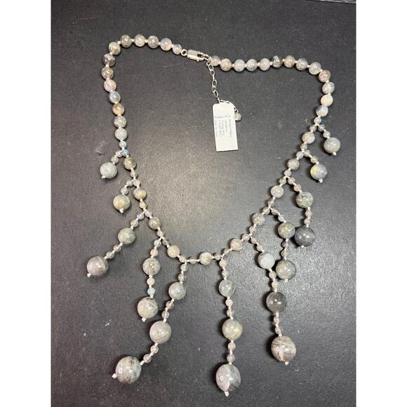 NEW labradorite bib statement necklace with sterling silver clasp - Picture 14 of 15